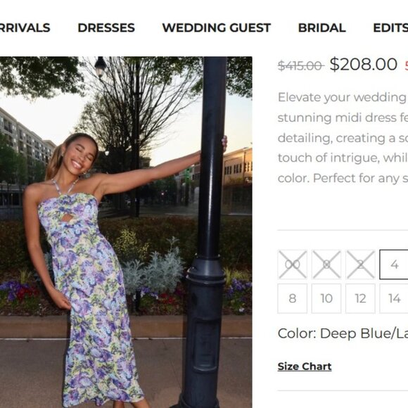 Likely Printed Midi Dress – Deep Blue Lavender Multi – Size 8 - Picture 3 of 9